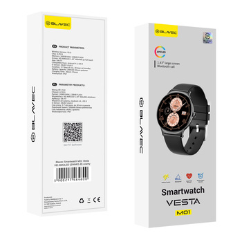 Blavec Smartwatch M-01 Vesta HD AMOLED Voice Call (SWM01-B) czarny