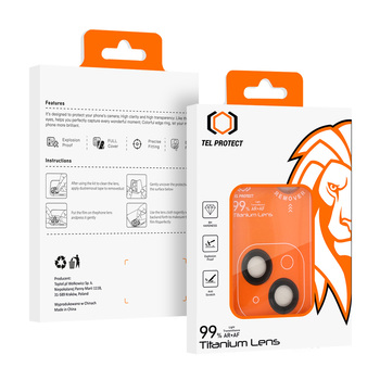Hartowane szkło Tel Protect Titanium Lens 99% AR na aparat do Iphone 15/15 Plus czarne (obiektyw 2 sztuki)