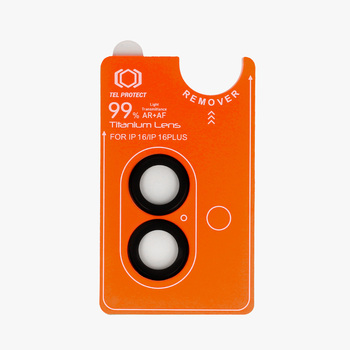 Tempered glass Tel Protect Titanium Lens 99% AR on camera for Iphone 16/16 Plus black (lens 2 pcs)