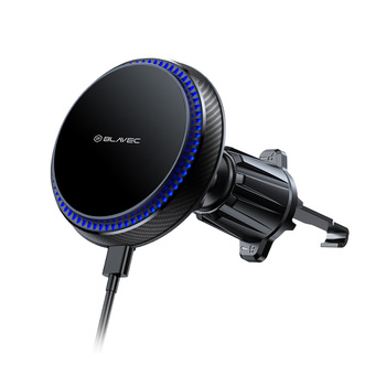 Blavec Uchwyt Samochodowy BH-05 magnetyczny z ładowaniem indukcyjnym Magsafe 15W i chłodzeniem Cooling Fan System do kratki (BH05-MAVIB) czarny
