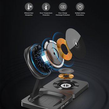 Blavec Ładowarka indukcyjna BQI-02 Qi 15W magnetyczna Magsafe 3 w 1 Apple/Samsung Watch (BQI02-QIMB) czarna