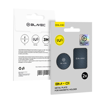 Blavec Blaszka do uchwytu magnetycznego BM-01 zestaw 2 sztuk okrągła (40mm) i prostokątna (40x58mm) carbon