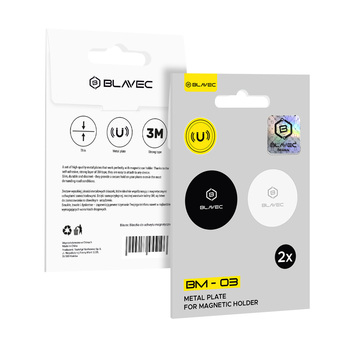 Blavec Blaszka do uchwytu magnetycznego BM-03 zestaw 2 sztuk okrągłych (40mm) czarna i srebrna