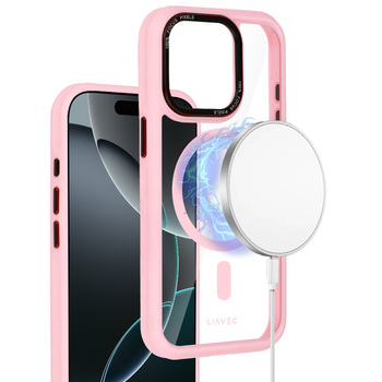 Liavec Hybrid Magsafe Clear Case do Iphone 15 Pro Max jasnoróżowy
