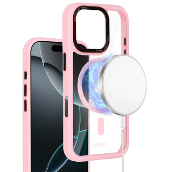 Liavec Hybrid Magsafe Clear Case do Iphone 16 Pro Max jasnoróżowy