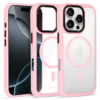 Liavec Hybrid Magsafe Clear Case do Iphone 16 Pro Max jasnoróżowy