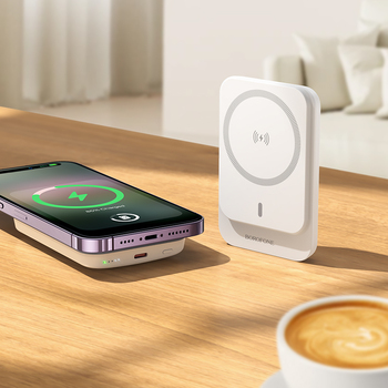 Borofone Power Bank 5000mAh BJ63 Nimble - Typ C - PD 20W magnetyczny z ładowaniem indukcyjnym biały