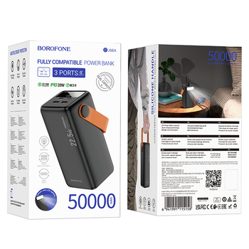 Borofone Power Bank 50000mAh BJ66A Magnifico - 2xUSB + Type C - QC 3.0 22,5W PD 20W black