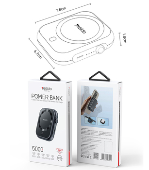 Yesido Power bank 5000mAh YP59 3 w 1 - Typ C - magnetyczny indukcyjny 15W czarny
