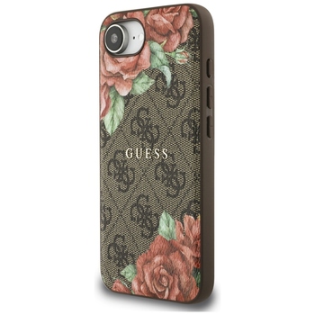 Original Case GUESS 4G Flowers Print MagSafe for Iphone 17e/16e brown