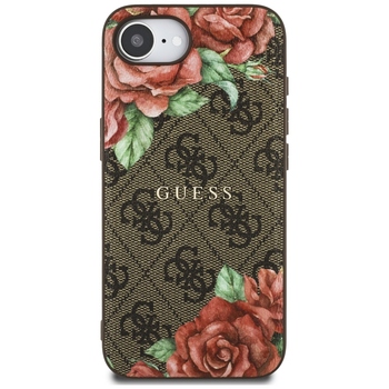 Original Case GUESS 4G Flowers Print MagSafe for Iphone 17e/16e brown