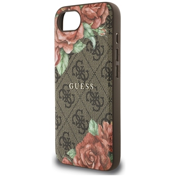 Original Case GUESS 4G Flowers Print MagSafe for Iphone 17e/16e brown