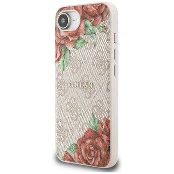 Original Case GUESS 4G Flowers Print MagSafe for Iphone 17e/16e pink
