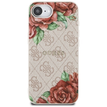 Original Case GUESS 4G Flowers Print MagSafe for Iphone 17e/16e pink