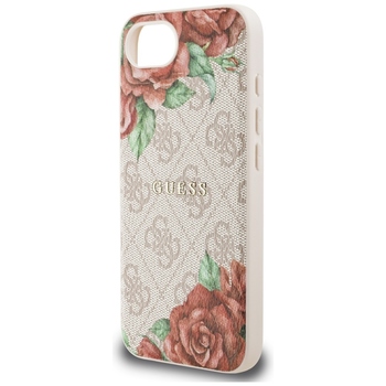 Original Case GUESS 4G Flowers Print MagSafe for Iphone 17e/16e pink