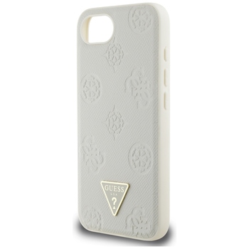 Oryginalne Etui GUESS Grained Hot Stamp Peony Triangle Logo MagSafe do Iphone 17e/16e beżowy