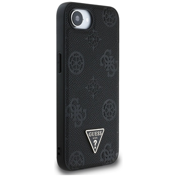 Oryginalne Etui GUESS Grained Hot Stamp Peony Triangle Logo MagSafe do Iphone 17e/16e czarny