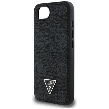 Oryginalne Etui GUESS Grained Hot Stamp Peony Triangle Logo MagSafe do Iphone 17e/16e czarny