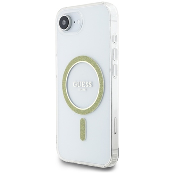 Oryginalne Etui GUESS IML Glitter Circle MagSafe do Iphone 17e/16e przezroczysty