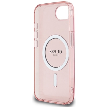 Oryginalne Etui GUESS IML Glitter Circle MagSafe do Iphone 17e/16e różowy