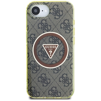 Original Case GUESS IML Metal Glitter 4G Circle Triangle MagSafe for Iphone 17e/16e brown