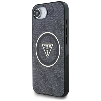 Oryginalne Etui GUESS IML Metal Glitter 4G Circle Triangle MagSafe do Iphone 17e/16e czarny
