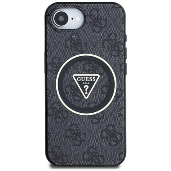 Oryginalne Etui GUESS IML Metal Glitter 4G Circle Triangle MagSafe do Iphone 17e/16e czarny