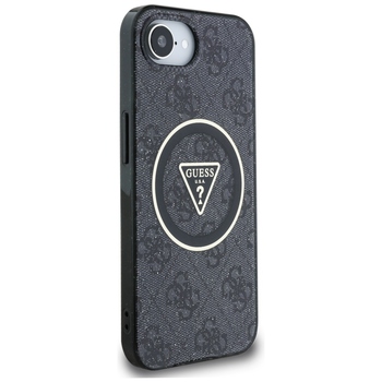 Oryginalne Etui GUESS IML Metal Glitter 4G Circle Triangle MagSafe do Iphone 17e/16e czarny