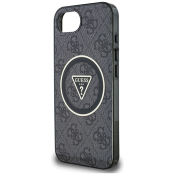 Oryginalne Etui GUESS IML Metal Glitter 4G Circle Triangle MagSafe do Iphone 17e/16e czarny