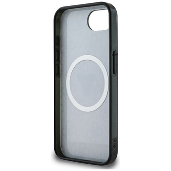 Oryginalne Etui GUESS IML Metal Glitter 4G Circle Triangle MagSafe do Iphone 17e/16e czarny