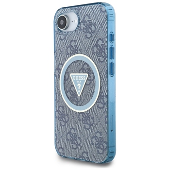 Oryginalne Etui GUESS IML Metal Glitter 4G Circle Triangle MagSafe do Iphone 17e/16e niebieski