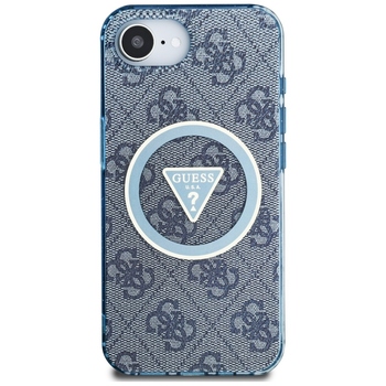 Oryginalne Etui GUESS IML Metal Glitter 4G Circle Triangle MagSafe do Iphone 17e/16e niebieski