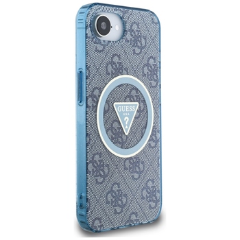 Oryginalne Etui GUESS IML Metal Glitter 4G Circle Triangle MagSafe do Iphone 17e/16e niebieski