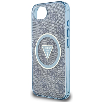 Oryginalne Etui GUESS IML Metal Glitter 4G Circle Triangle MagSafe do Iphone 17e/16e niebieski