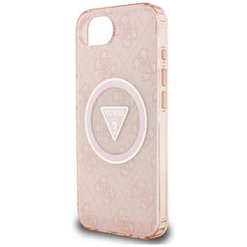 Oryginalne Etui GUESS IML Metal Glitter 4G Circle Triangle MagSafe do Iphone 17e/16e różowy