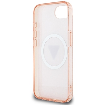 Oryginalne Etui GUESS IML Metal Glitter 4G Circle Triangle MagSafe do Iphone 17e/16e różowy