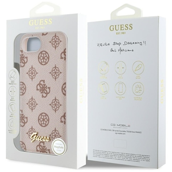 Oryginalne Etui GUESS Peony Script Logo MagSafe do Iphone 17e/16e brązowy
