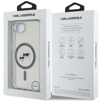 Oryginalne Etui KARL LAGERFELD IML Metal Karl & Choupette Heads MagSafe do Iphone 17e/16e czarny