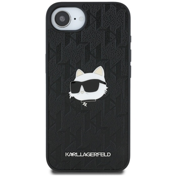 Oryginalne Etui KARL LAGERFELD Monogram Choupette Head Pin do Iphone 17e/16e czarny
