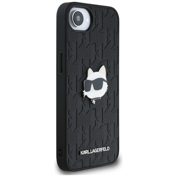 Oryginalne Etui KARL LAGERFELD Monogram Choupette Head Pin do Iphone 17e/16e czarny
