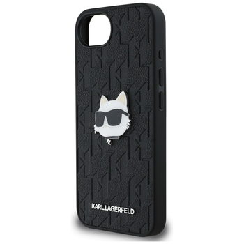 Oryginalne Etui KARL LAGERFELD Monogram Choupette Head Pin do Iphone 17e/16e czarny