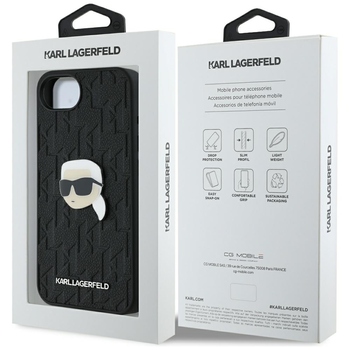 Oryginalne Etui KARL LAGERFELD Monogram Karl Head Pin do Iphone 17e/16e czarny