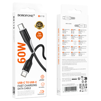 Borofone Cable BX119 New - Type C to Type C - PD 60W 1 metre black