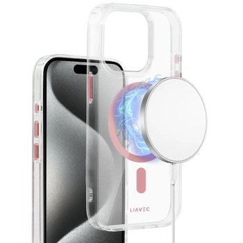 Liavec Glossy Magsafe Clear Case do Iphone 15 różowy
