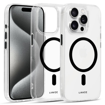Liavec Glossy Magsafe Clear Case do Iphone 15 czarny