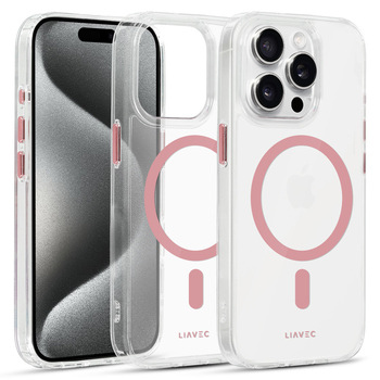Liavec Glossy Magsafe Clear Case do Iphone 15 Pro Max różowy