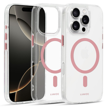 Liavec Glossy Magsafe Clear Case do Iphone 16 Pro Max różowy