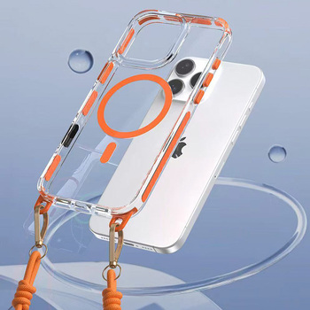 Tel Protect Strap Clear Case for Iphone 15 orange