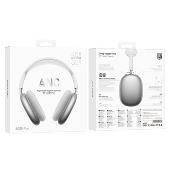 Borofone Headphones BO35 Plus Adorable bluetooth ANC silver