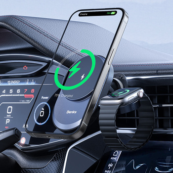 Benks Car holder magnetic CZ06 2 in 1 with induction charging 15W to air vent black